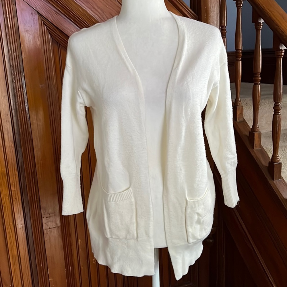 Ivory Sweater Cardigan with LaceUp Detail Sz S